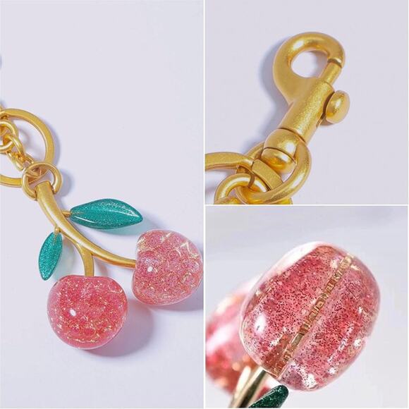 Keychain Cherry Bag Charms Purse - Crystal Pink - Picture 6 of 6